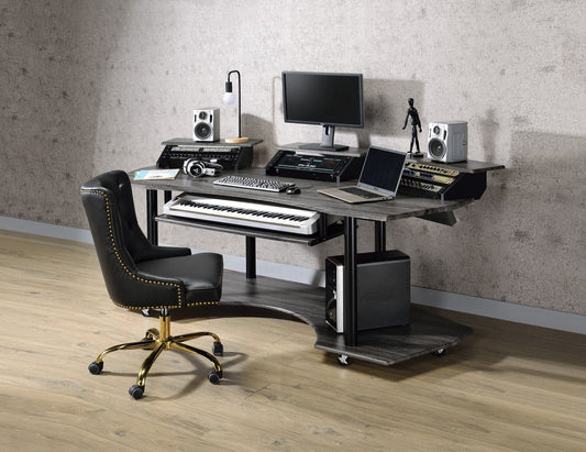 Eleazar Music Recording Studio Desk Wood by HouseOfZazla power workstation with monitor on Tampa Home & Garden Store