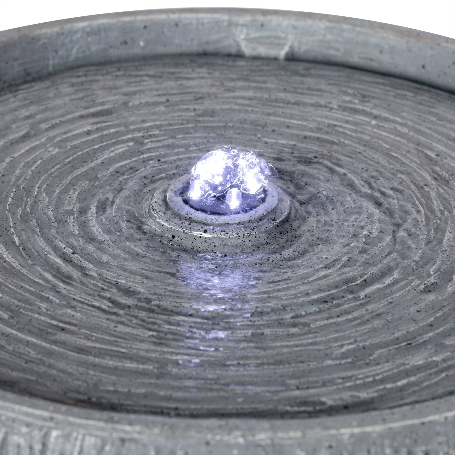 12.99-inch gray polyresin outdoor water fountain with LED light on Tampa Home & Garden Store