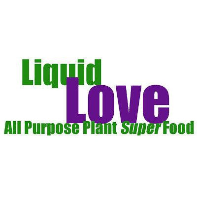 Liquid Love all purpose plant food logo in green and purple text on white background on Tampa Home & Garden Store