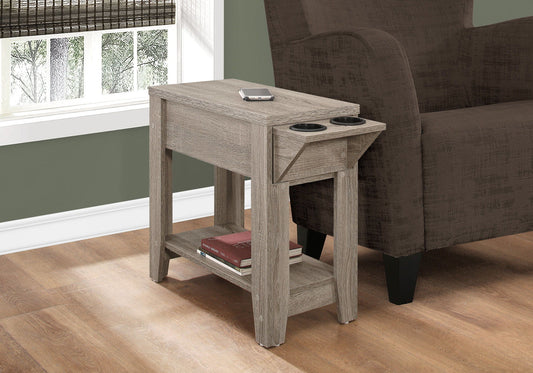 Accent Side Table with Storage and Built-In Lamp in weathered gray wood by HouseOfZazla on Tampa Home & Garden Store