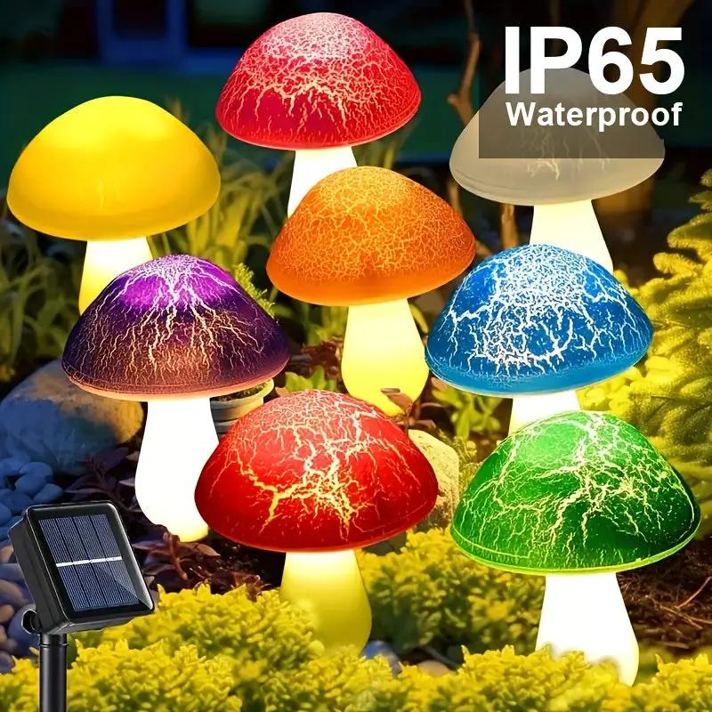 Solar Mushroom Garden Lights 6-pack with colorful caps IP65 waterproof landscape lighting on Tampa Home & Garden Store