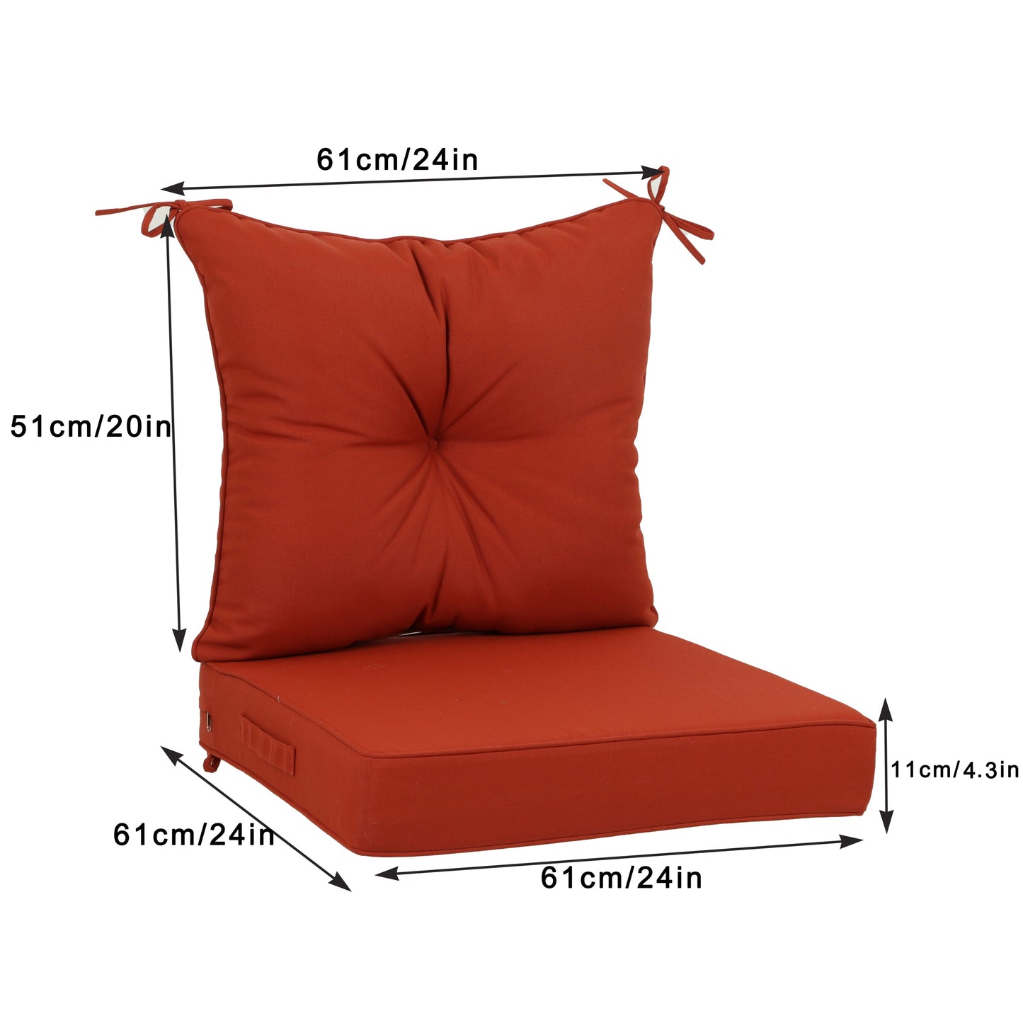 Outdoor Deep Seat Cushions for Patio Furniture orange fabric set of 2 by HouseOfZazla on Tampa Home & Garden Store