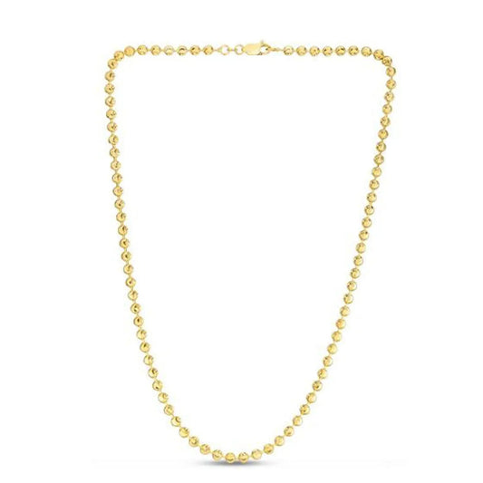 Moon Cut Bead Chain Necklace in 14k Yellow Gold, 4.00 mm spherical beads on Tampa Home & Garden Store