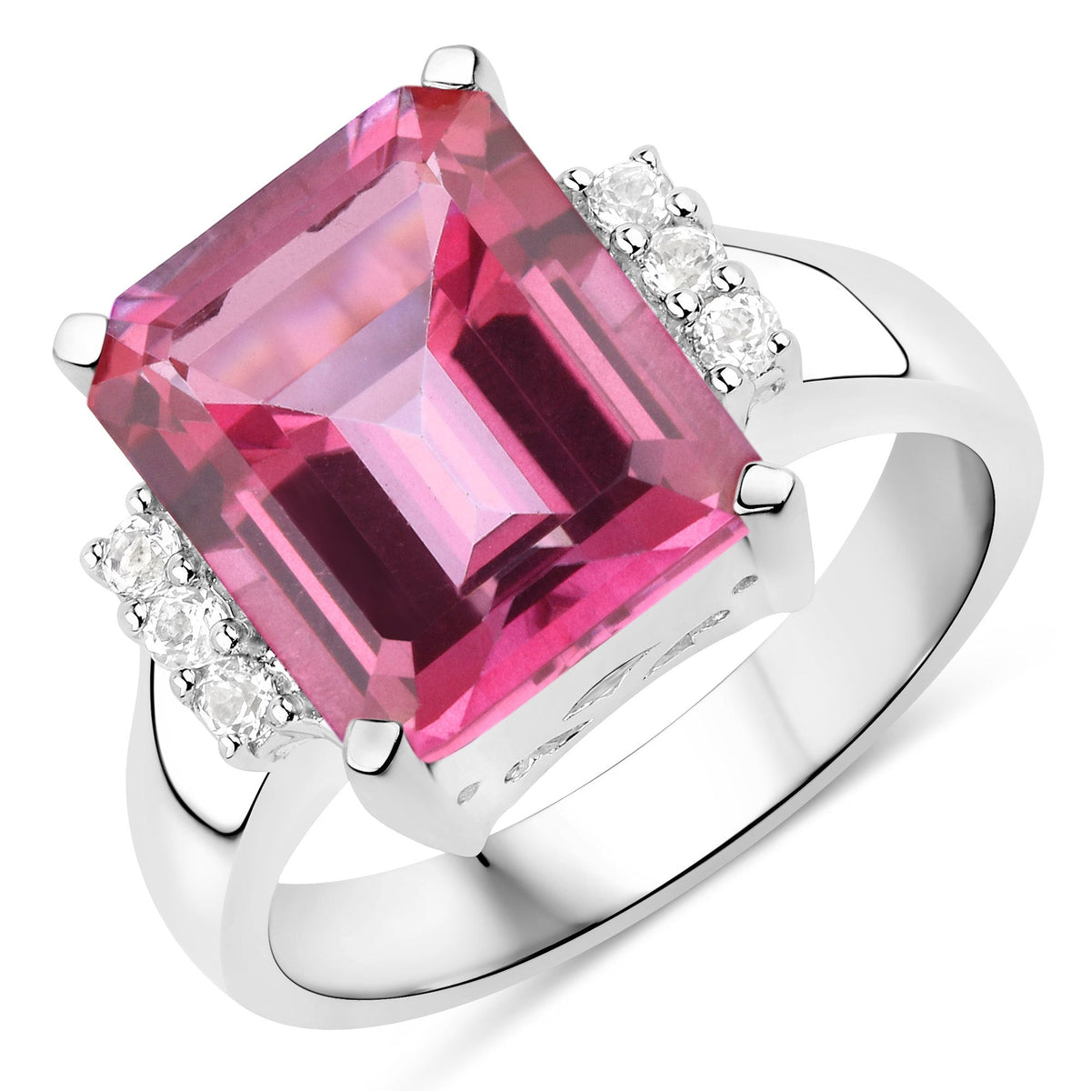 7.39 Carat Pink Topaz and White Topaz Sterling Silver Ring with diamond accents on Tampa Home & Garden Store