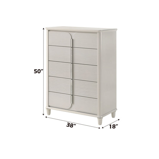 Laveda Chest in White, HouseOfZazla accent chest with wood-grain drawer fronts, 50H x 38W x 18D on Tampa Home & Garden Store