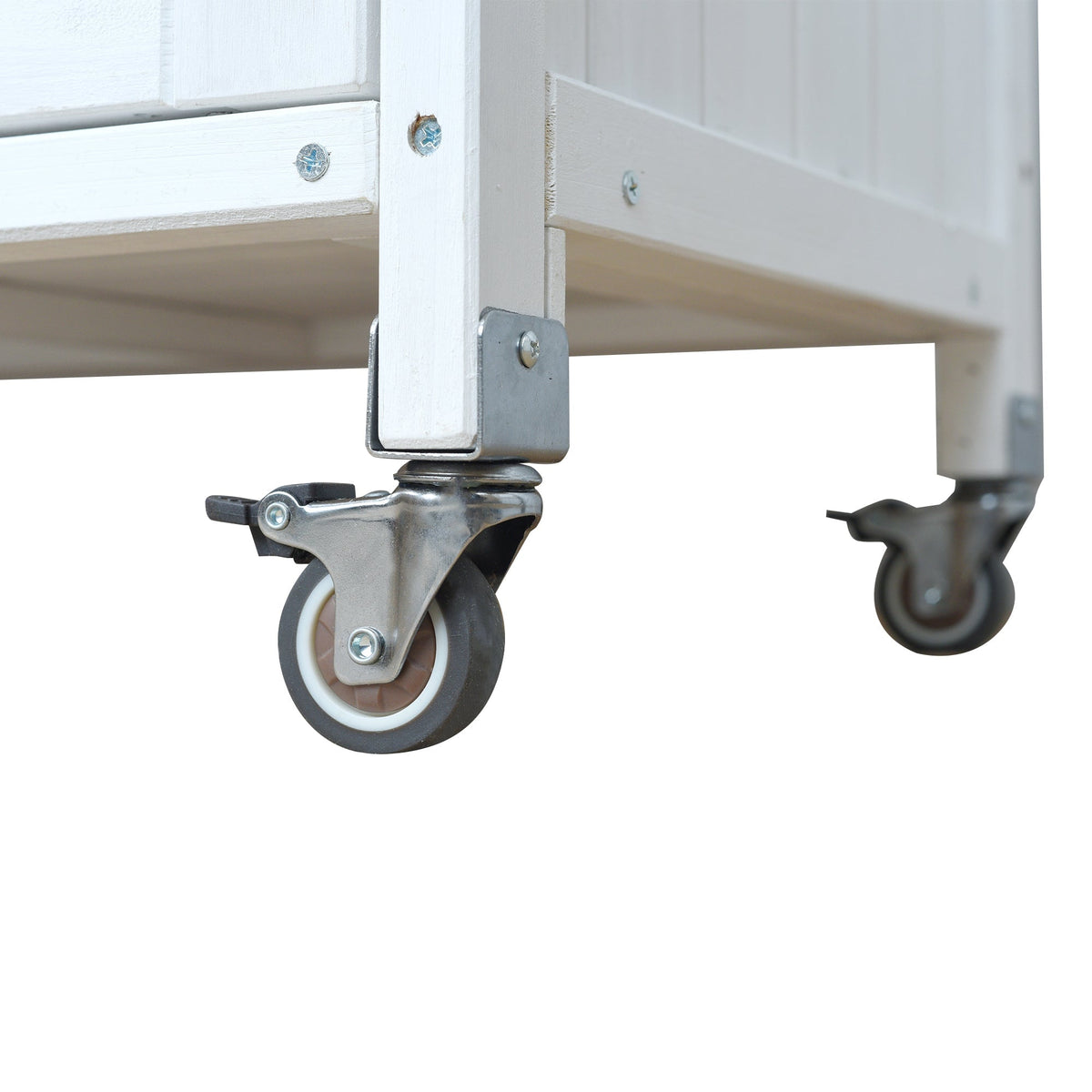 Foldable Outdoor Kitchen Island Patio Cart with Storage, white wood frame and caster wheels on Tampa Home & Garden Store