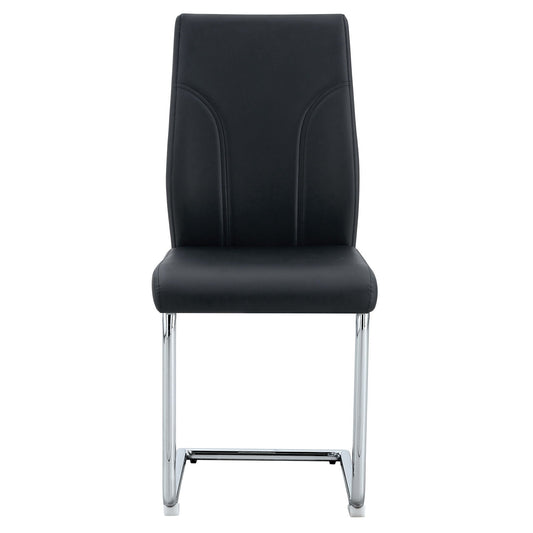 Modern dining chair black faux leather with high back and chrome legs on Tampa Home & Garden Store