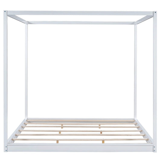 Wood Canopy Platform Bed with Airflow Slats and Support Legs, white finish Unique Piece Furniture on Tampa Home & Garden Store
