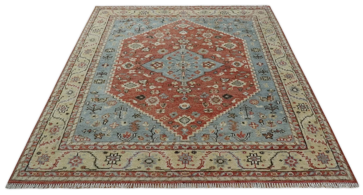 8x10 Antique look Traditional Floral Gray, Rust and Beige Hand knotted wool Area Rug - Tampa Home & Garden Store