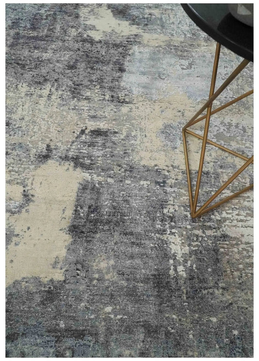 Area Rug 8x10 charcoal beige and gray hand knotted rug by The Rug Decor on Tampa Home & Garden Store