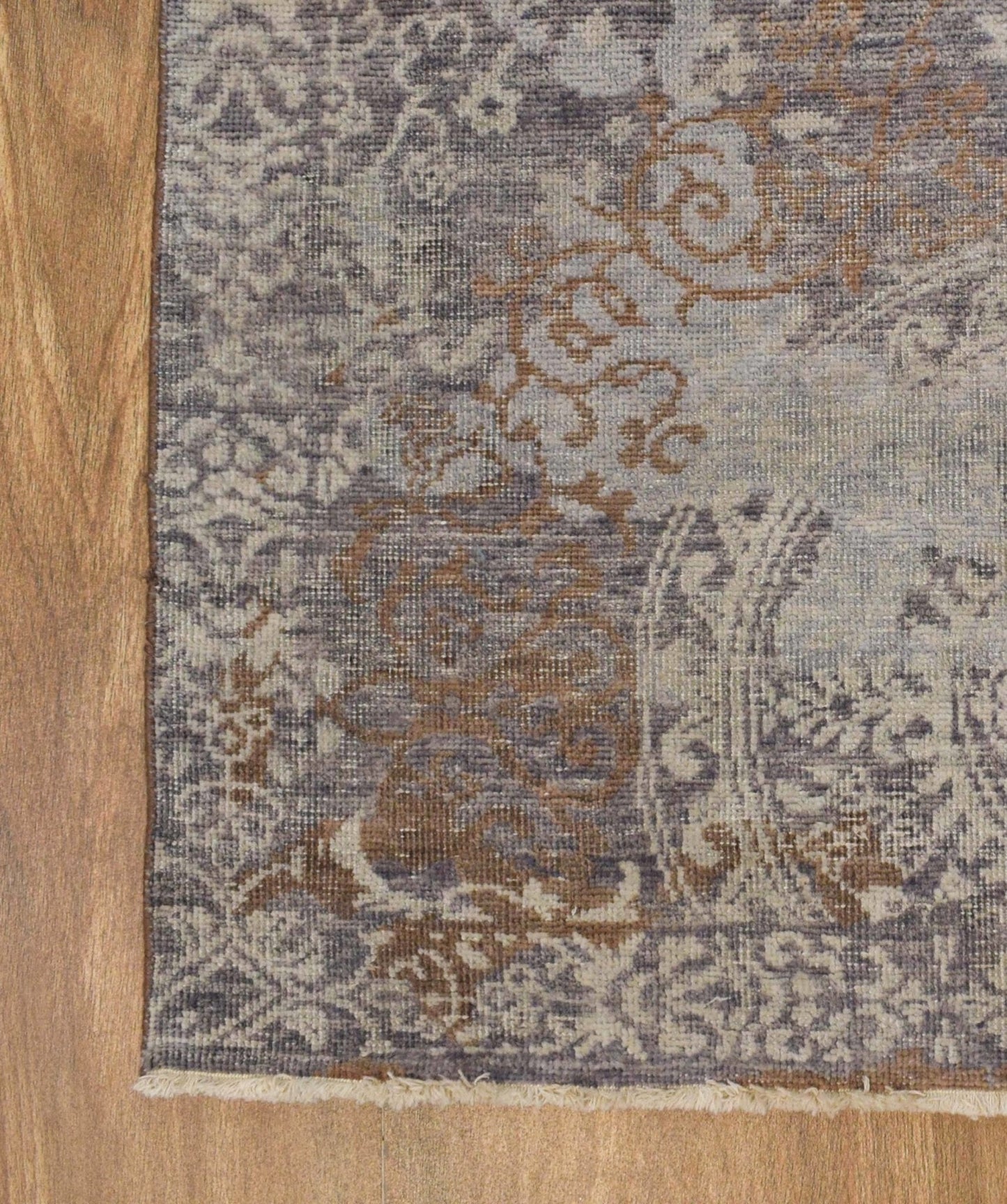 Alfombra de 8x10 | Moderna alfombra de viscosa mezclada con lana hecha a mano | TRD1634810