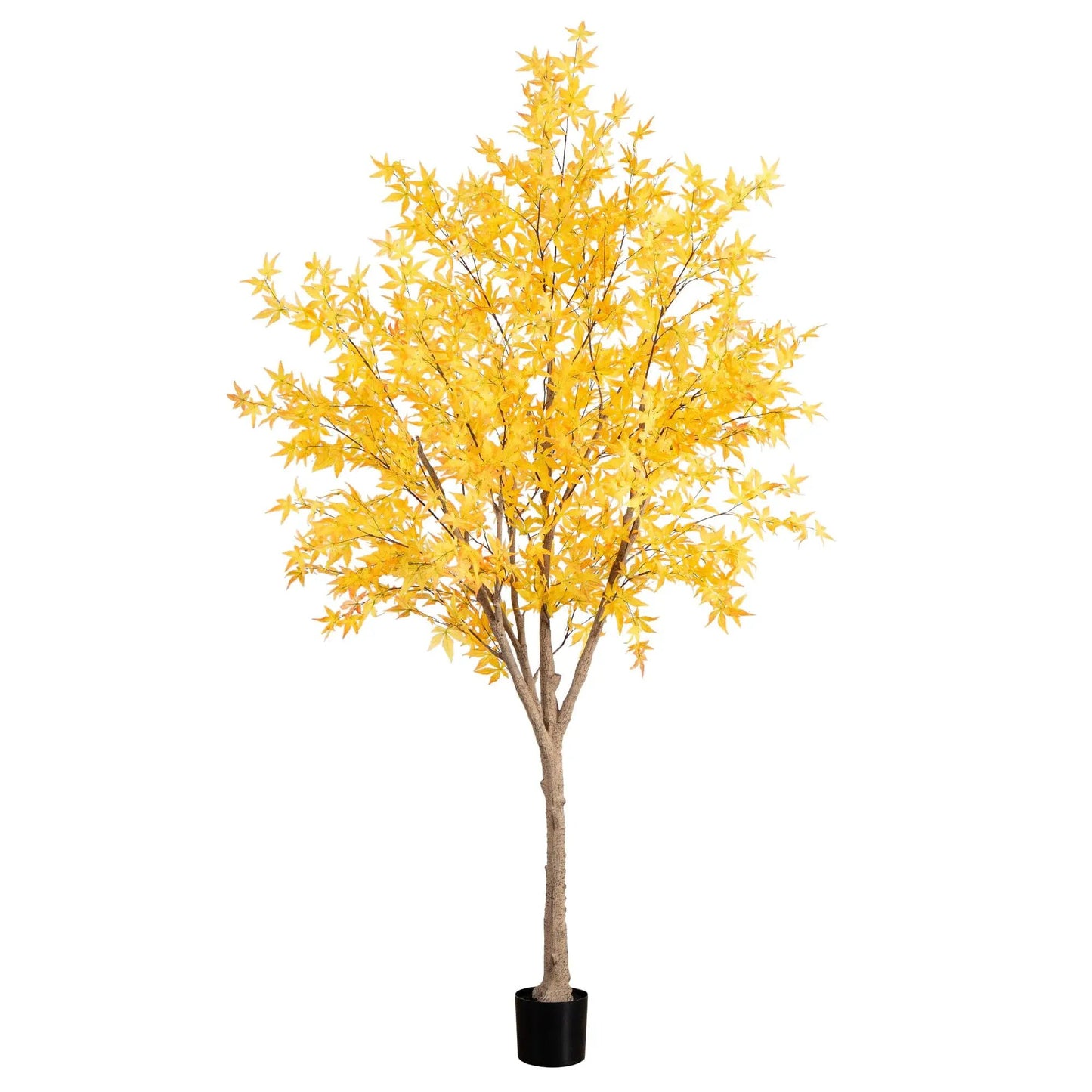 Autumn Maple Artificial Tree 9 ft tall with yellow leaves in black pot by Nearly Natural on Tampa Home & Garden Store