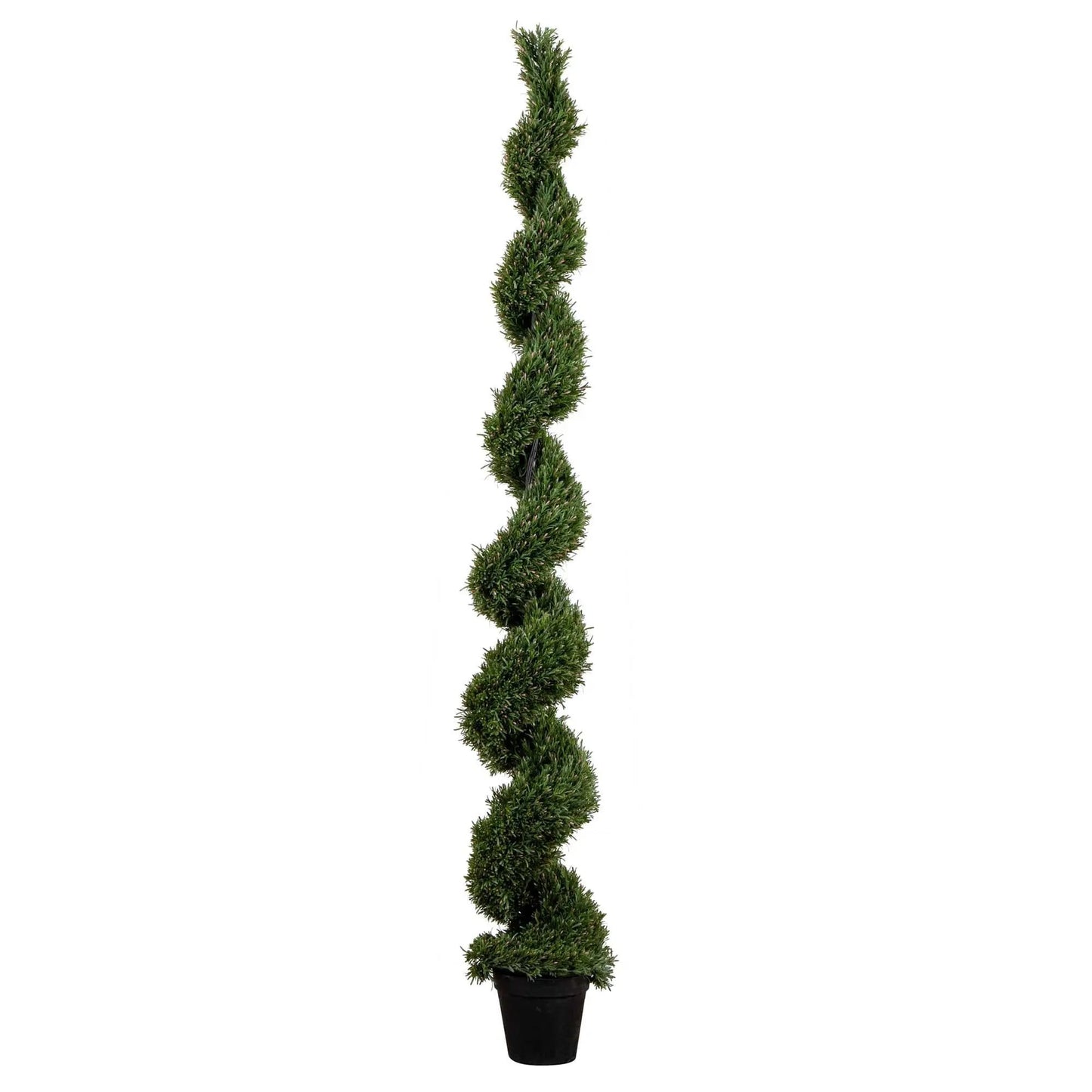 9-foot UV-resistant rosemary topiary spiral artificial tree Nearly Natural in black pot on Tampa Home & Garden Store