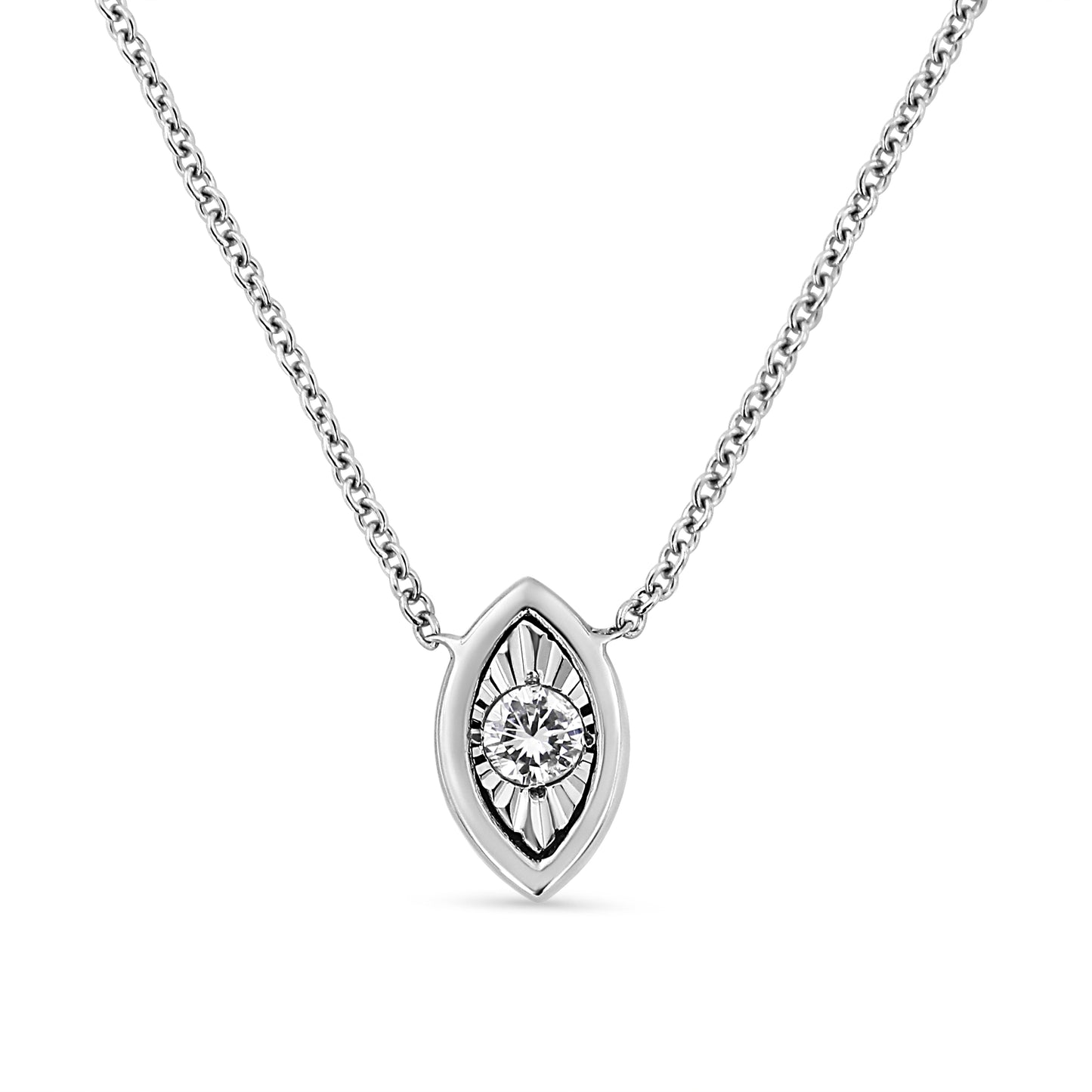 10K white gold Miracle Set diamond pendant with round center in bezel on 18-inch chain on Tampa Home & Garden Store