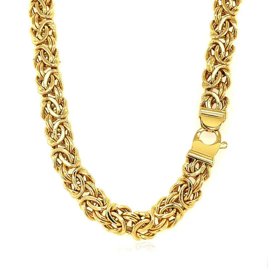 14k yellow gold Byzantine chain necklace by Bids with dense woven links on Tampa Home & Garden Store