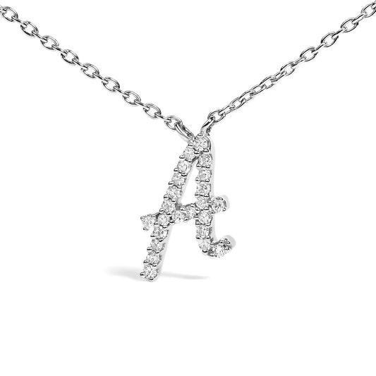10K white gold initial script pendant necklace by Bids with diamond accents and curb chain on Tampa Home & Garden Store