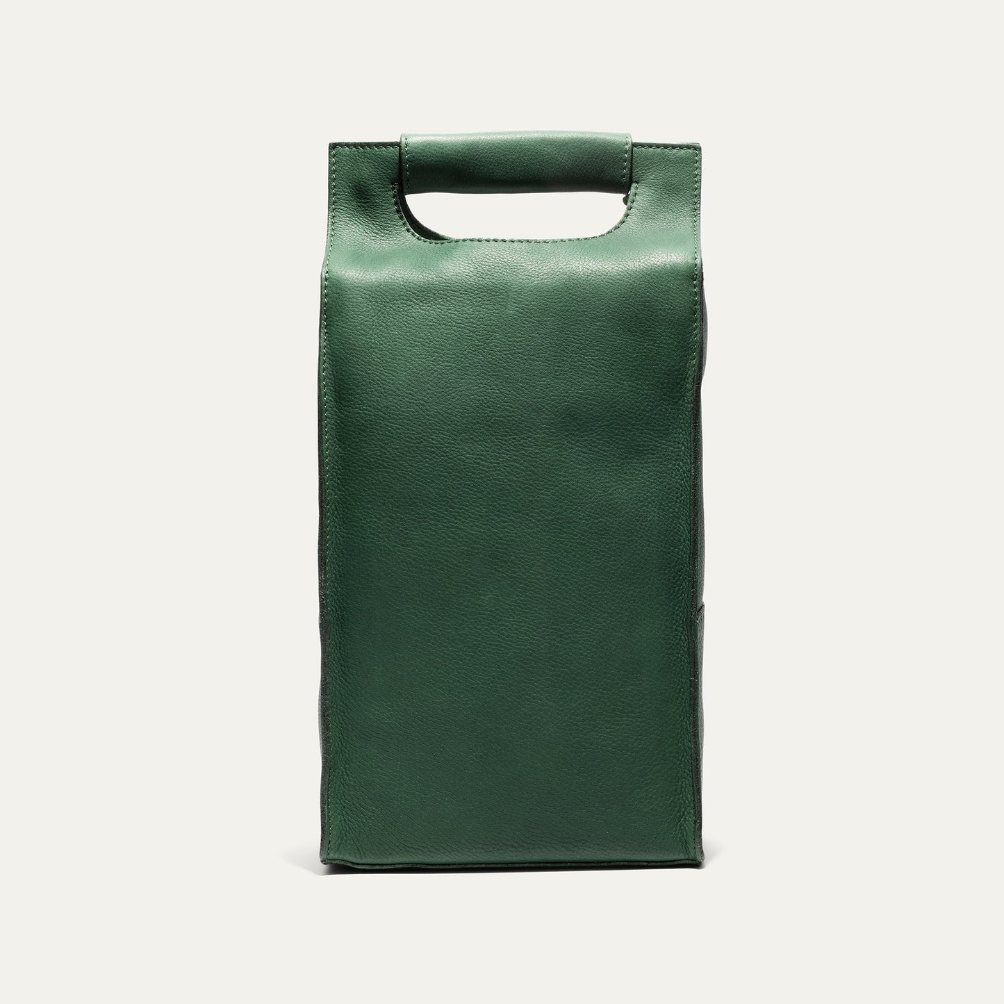 Double Leather Wine Case by Will Leather Goods, green leather wine carrier with built-in handle on Tampa Home & Garden Store