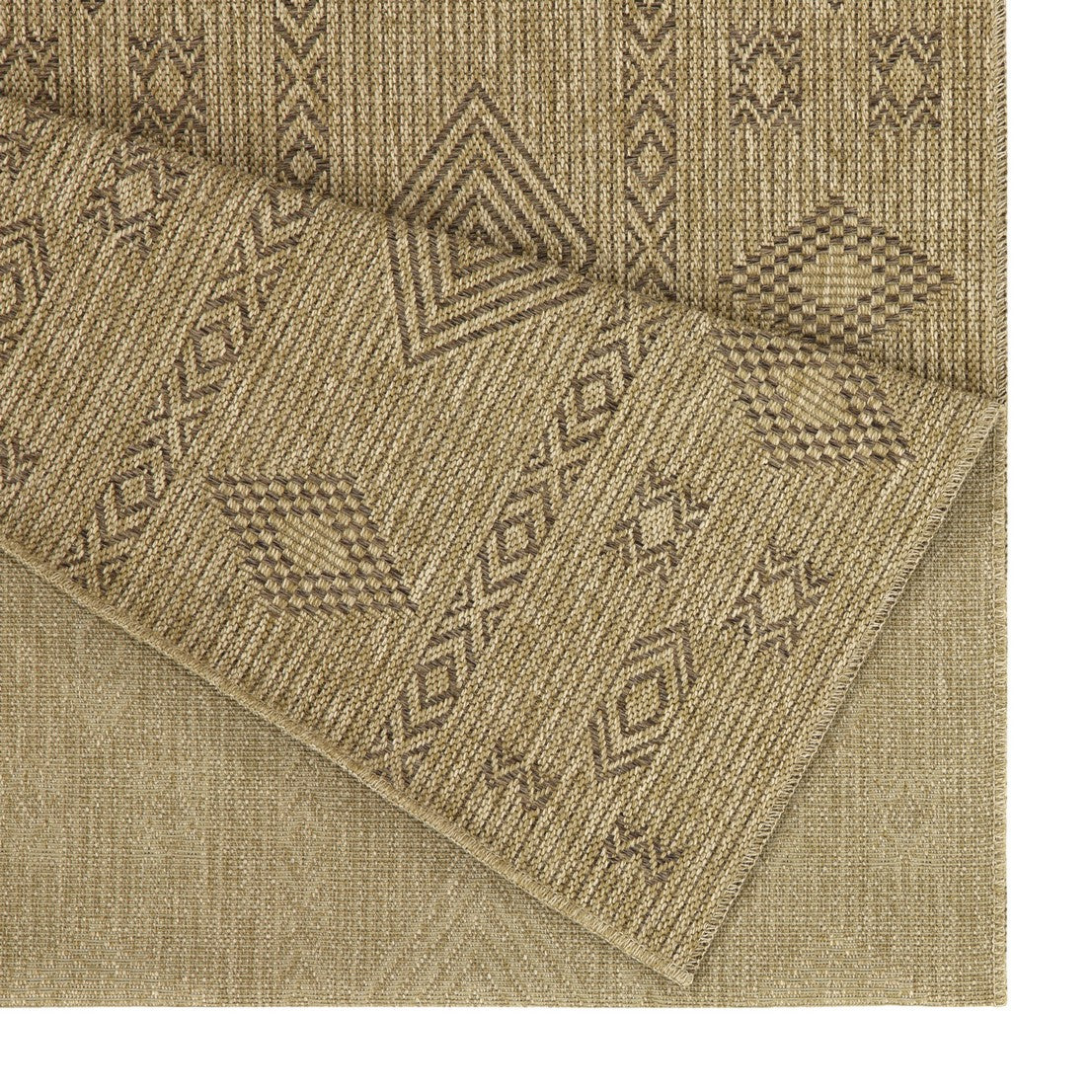 Durable Mocha Area Rug with Natural Flatweave by HouseOfZazla in warm geometric pattern on Tampa Home & Garden Store