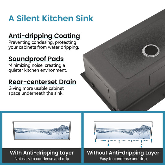 Stainless steel undermount kitchen sink 23x19, single bowl on Tampa Home & Garden Store