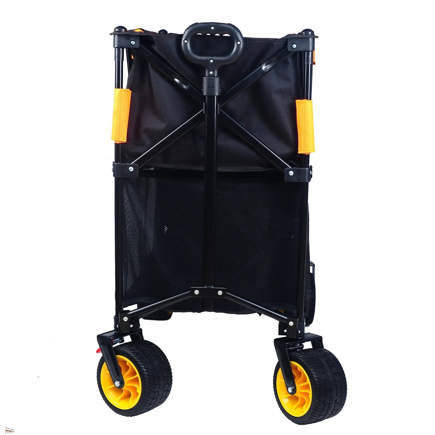 Large Capacity Folding Cart with black frame and bag, yellow wheels for garden and beach on Tampa Home & Garden Store
