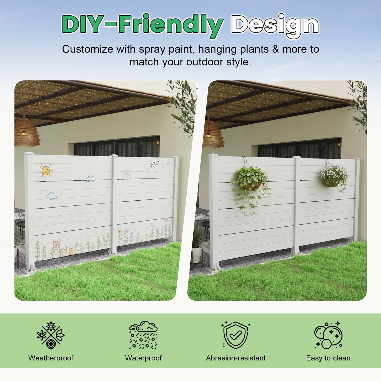 Two Panel Vinyl Outdoor Privacy Screen For Patio