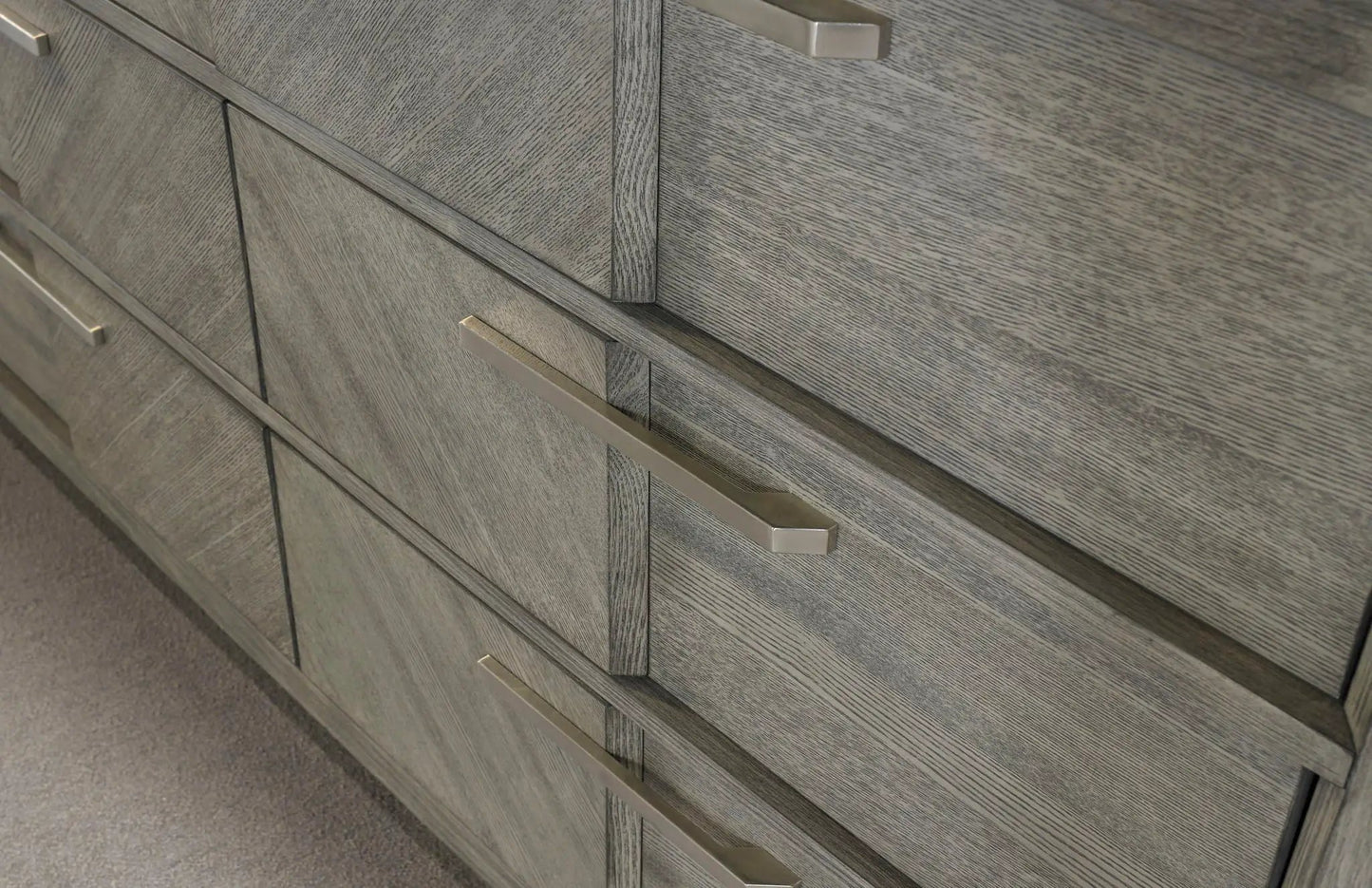 Six Drawer Dresser with Book Matched Veneers Gray