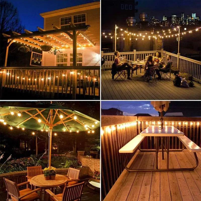 Solar Powered Outdoor String Lights With Remote Elevate warm white for patio and deck on Tampa Home & Garden Store