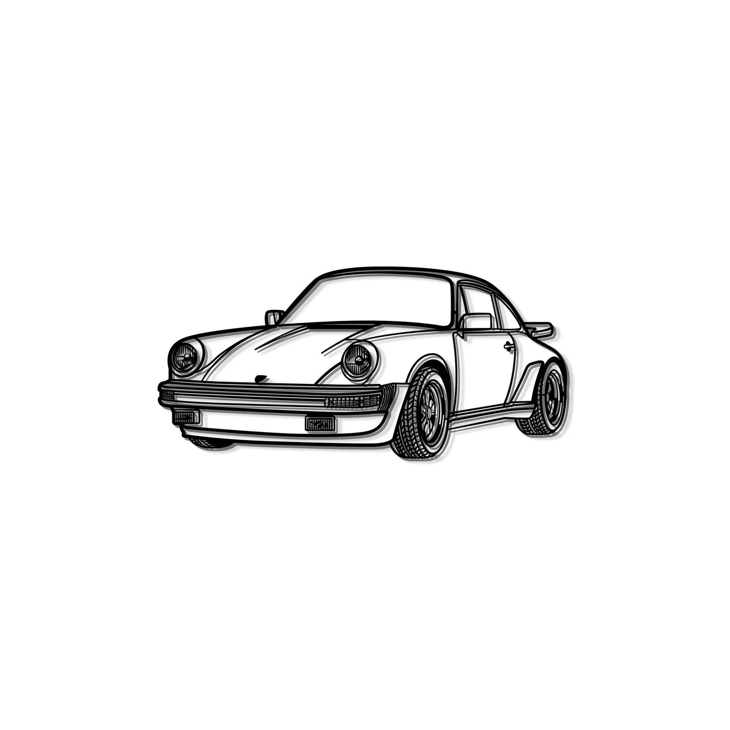 Porsche 911 930 metal wall art by Modello Turbo black line drawing of a classic coupe on Tampa Home & Garden Store