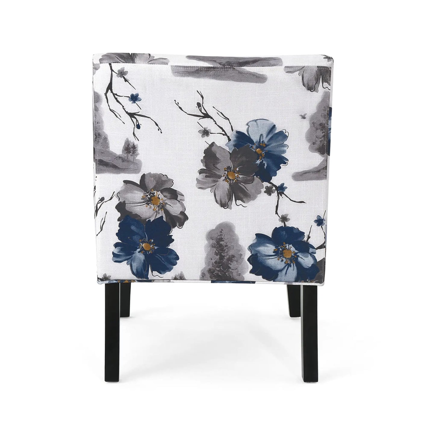 Blue and multi floral fabric accent chair with dark legs, modern armchair on Tampa Home & Garden Store
