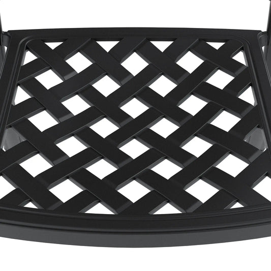 Cushions in Random Colors 5-Piece Aluminum Set frame with black woven lattice on Tampa Home & Garden Store