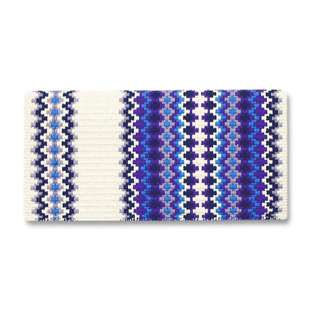 Mayatex Gemini Wool Saddle Blanket white purple blue geometric stripe pattern on Tampa Home & Garden Store