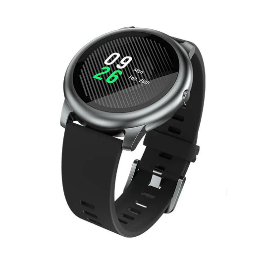 Stevvex Solar Smart Watch metal case black silicone strap heart rate monitor IP68 waterproof on Tampa Home & Garden Store