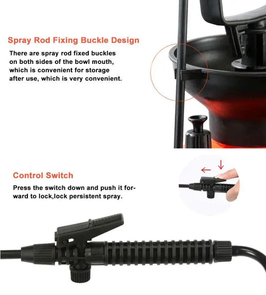 3 to 5 L pressure sprayer with black body, spray rod buckle design and adjustable nozzle on Tampa Home & Garden Store