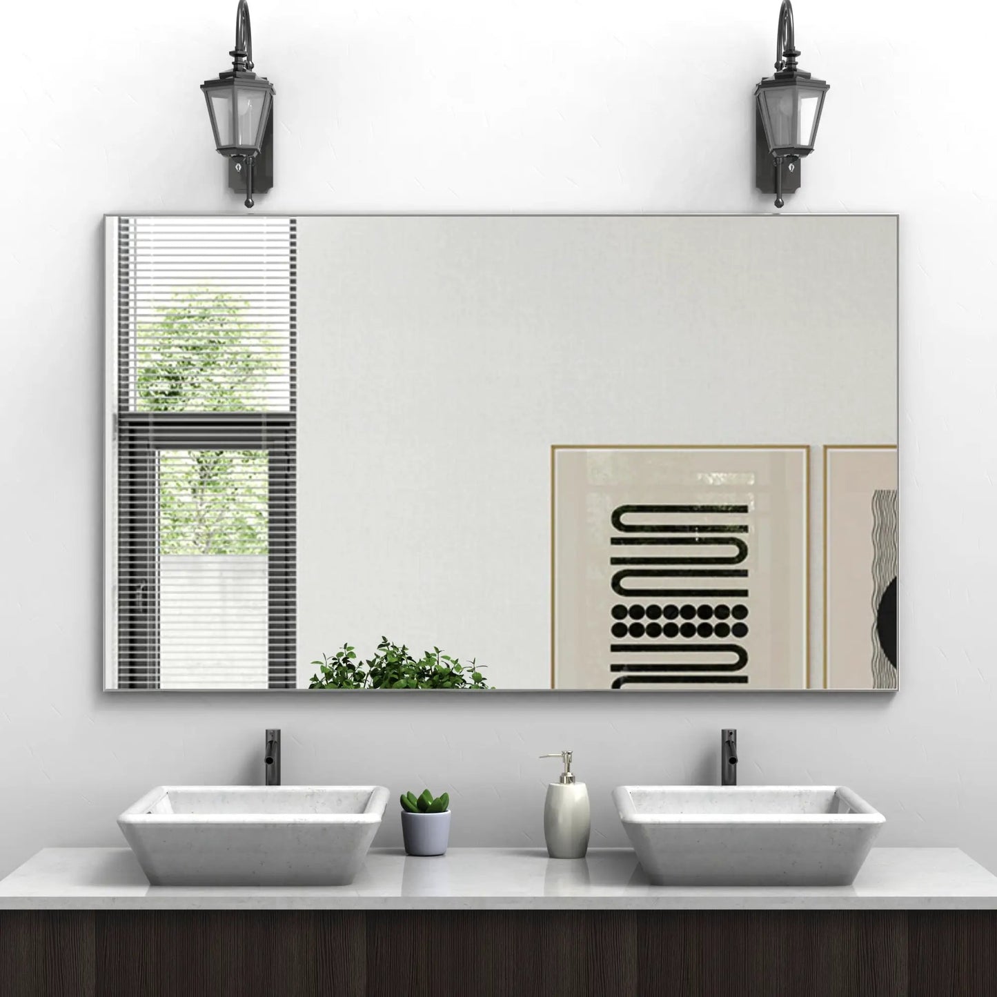 Oversized Rectangle Mirror With Silver Frame