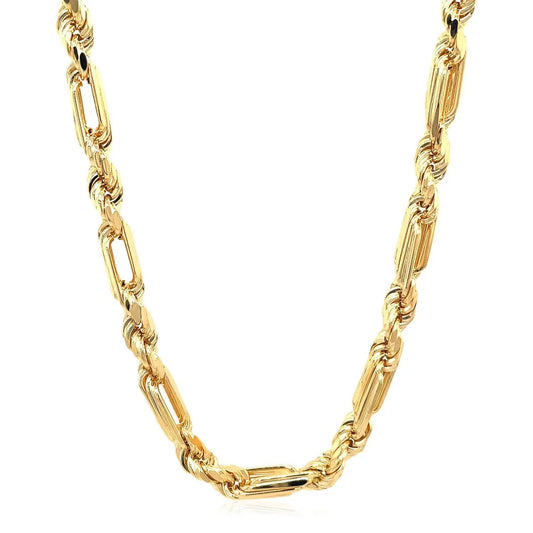 14K Yellow Gold Figaro chain necklace by Bids with polished rectangular links on Tampa Home & Garden Store