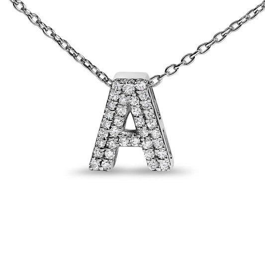 10K white gold diamond initial A pendant necklace on bubble chain on Tampa Home & Garden Store