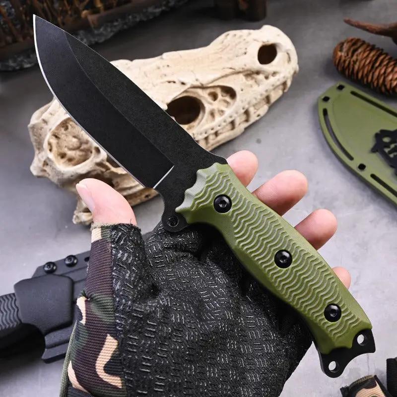 Cuchillo de caza recto A3 de alta dureza, multifuncional, portátil para exteriores, herramienta para camping y senderismo