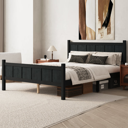 Queen Size Flat Panel Bed with Headboard & Footboard black frame by HouseOfZazla on Tampa Home & Garden Store