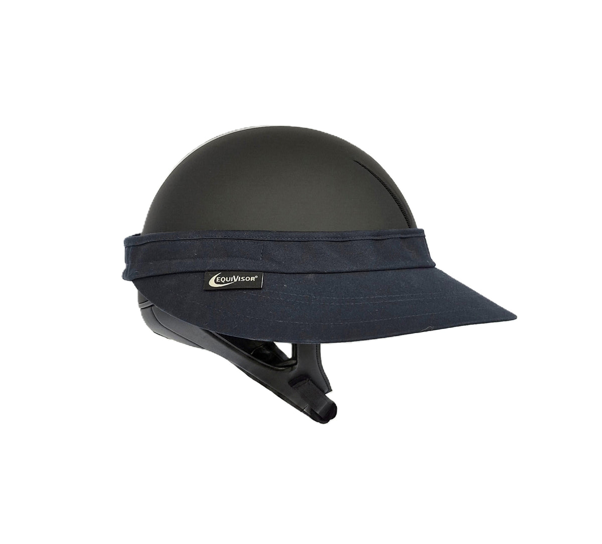 EquiVisor Original Shorty 3 Sun Visor black fabric with navy band and logo tag on Tampa Home & Garden Store