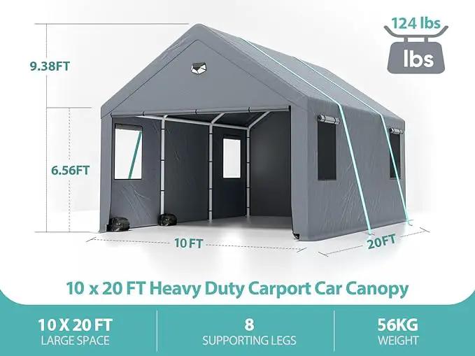10x20 ft gray carport canopy with roll-up sides, 8 legs, VIP Digital Presence on Tampa Home & Garden Store