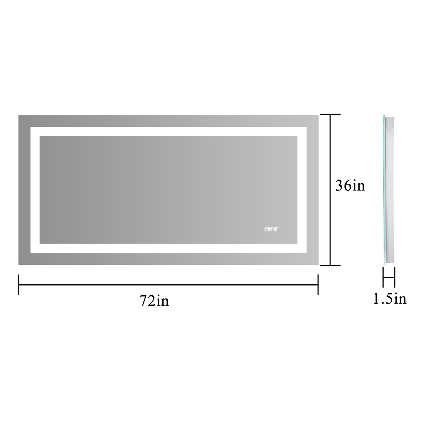 Espejo de baño LED de 72x36 pulgadas con luces, antivaho y regulable para tocador