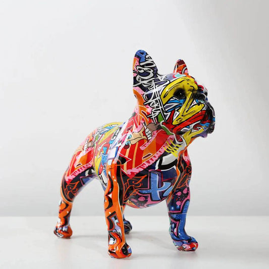 Colorful bulldog resin figurine graffiti-style decor for living room VIP Digital Presence on Tampa Home & Garden Store