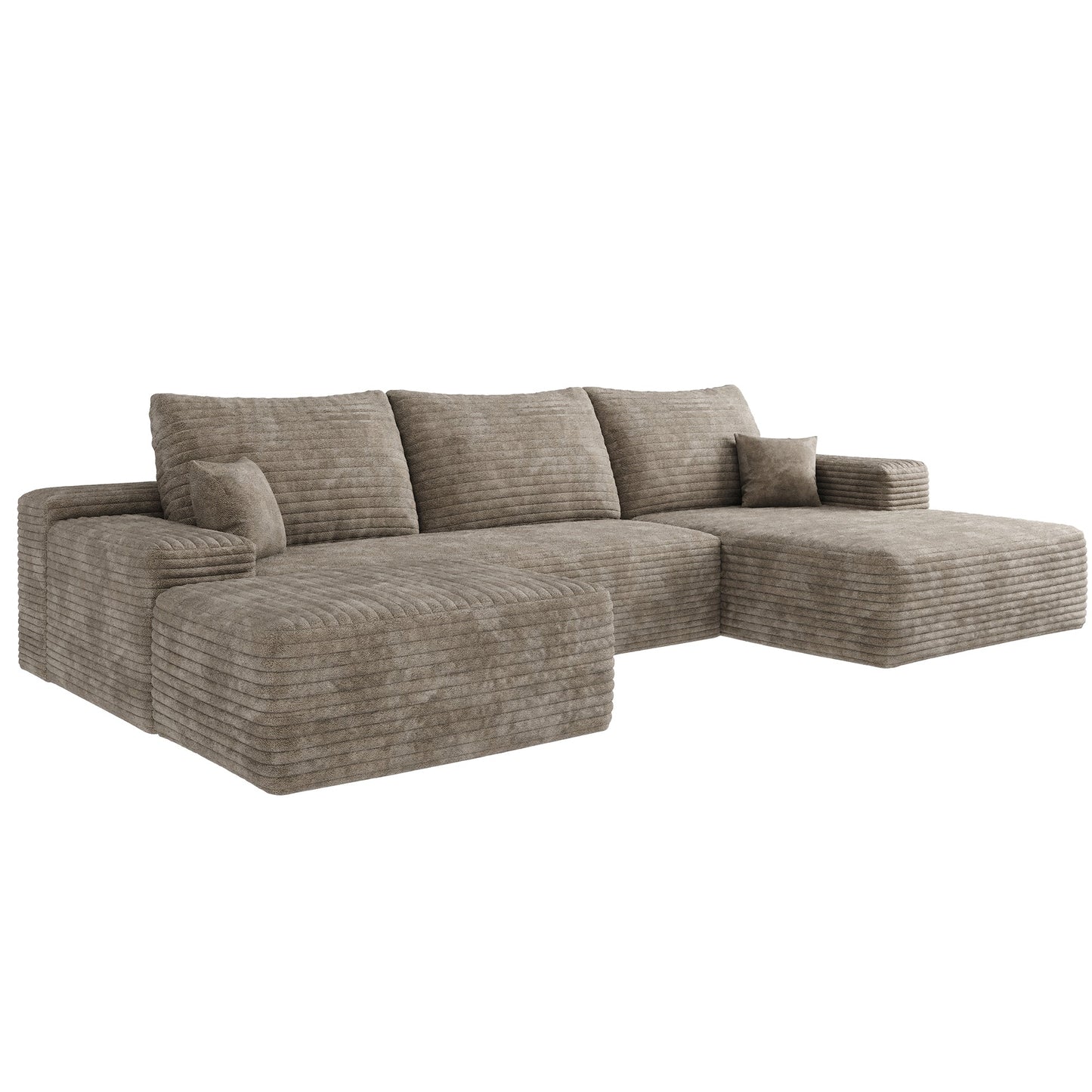 107in Cloud Sectional Sofa with Ottoman in taupe textured fabric by HouseOfZazla on Tampa Home & Garden Store