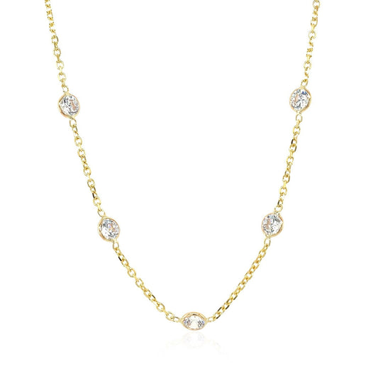 14k yellow gold CZ by the yard long links necklace with bezel-set round stones on Tampa Home & Garden Store
