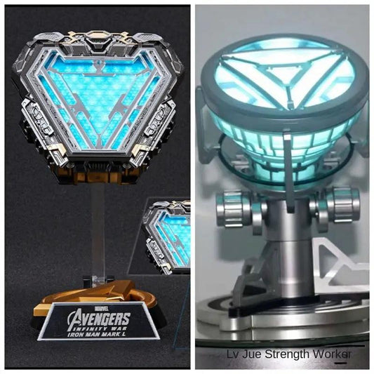 Two-item Avengers Iron Man Reactor chest lamp with blue LED arc reactor, lamp on stand on Tampa Home & Garden Store