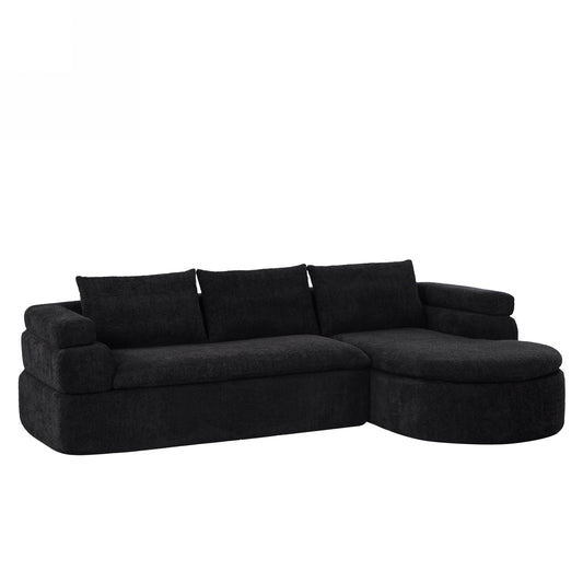 106-inch L-shape sectional sofa in black fabric by HouseOfZazla on Tampa Home & Garden Store
