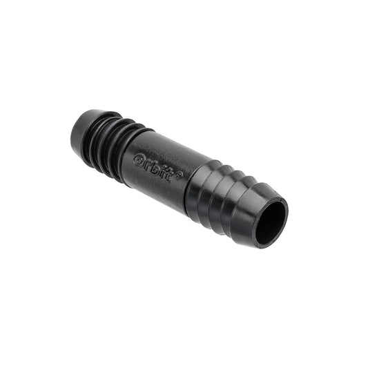 Half Inch Barb Riser Flex Pipe Coupling Orbit Irrigation black ribbed sprinkler riser connector on Tampa Home & Garden Store