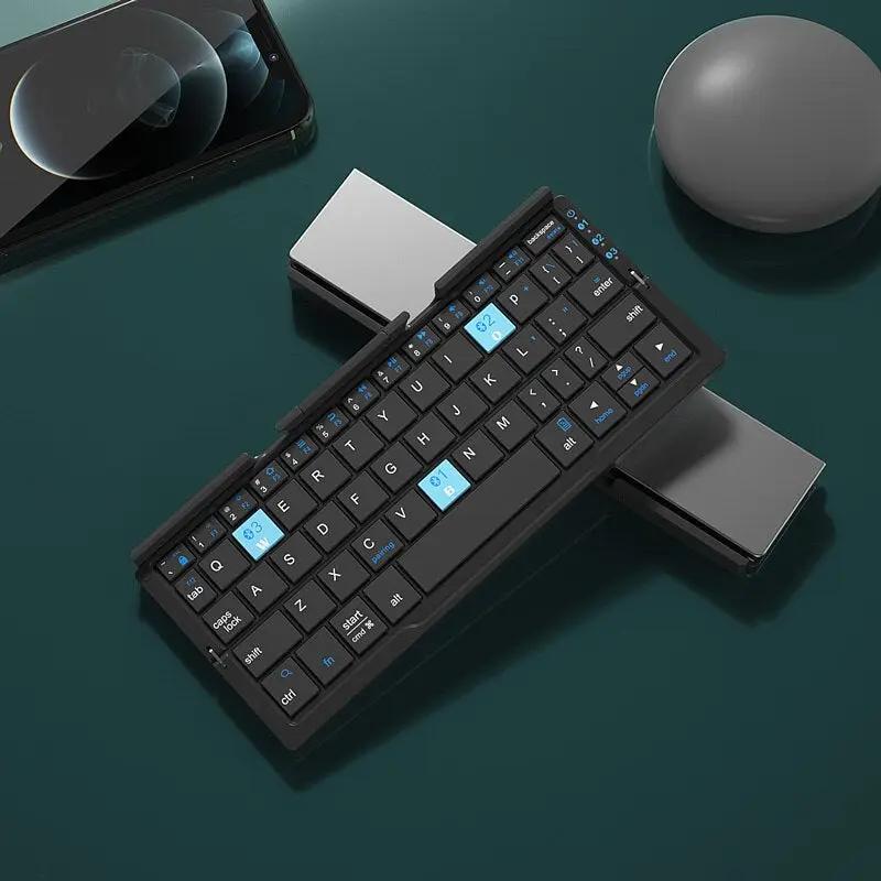 Mini teclado plegable Teclado inalámbrico compatible con Bluetooth Teclado plegable para laptop Windows Android Tablet iPad Teléfono
