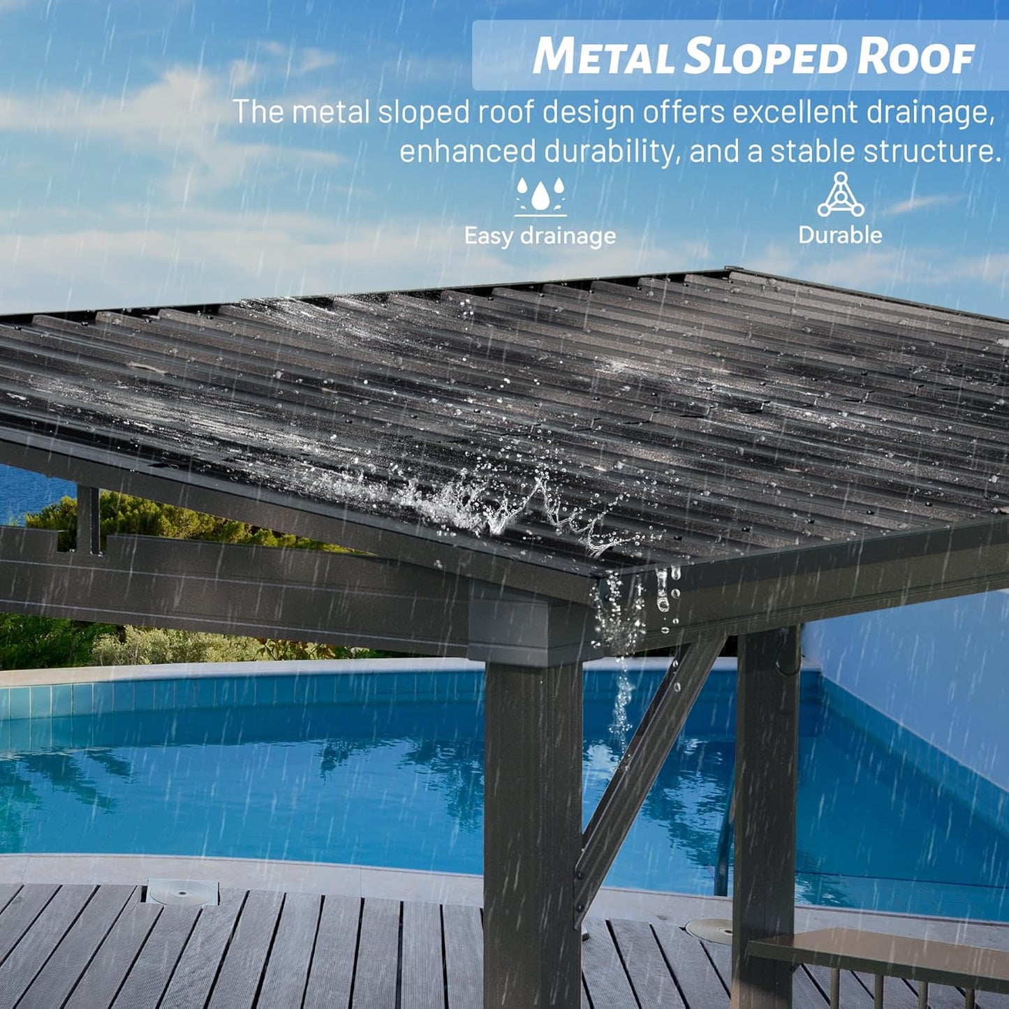 Durable 6.5x12FT Hardtop And Patio Grill Gazebo