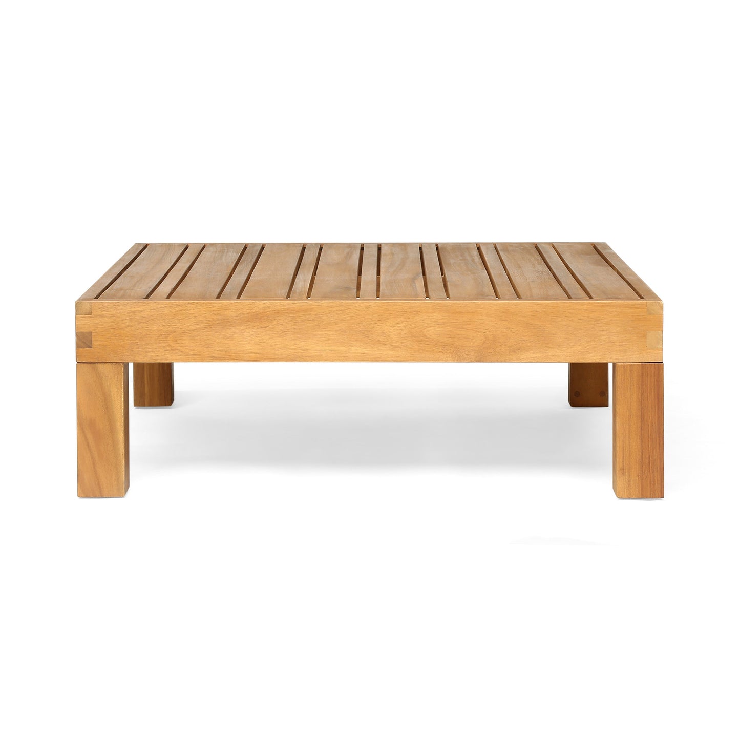 Oana outdoor wooden table with a slatted top in natural finish on Tampa Home & Garden Store